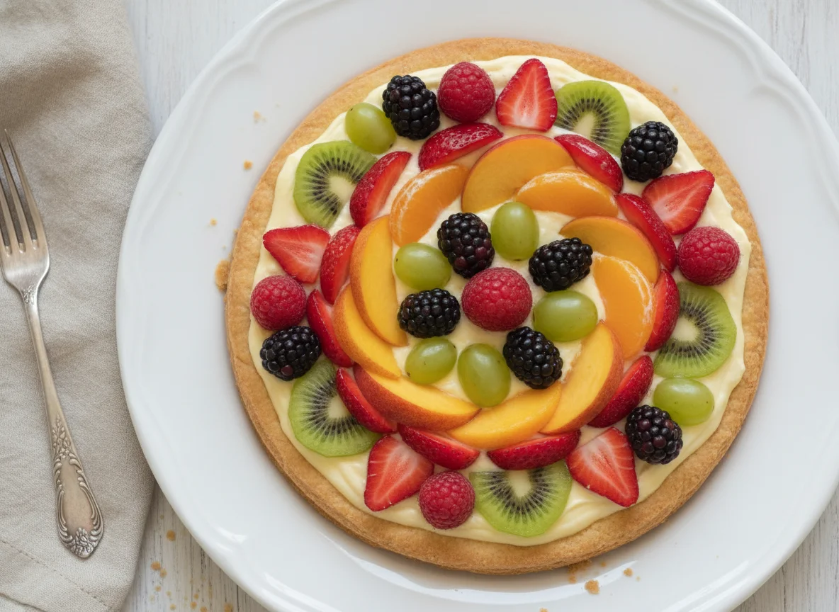 Tarta de frutas con crema pastelera photo
