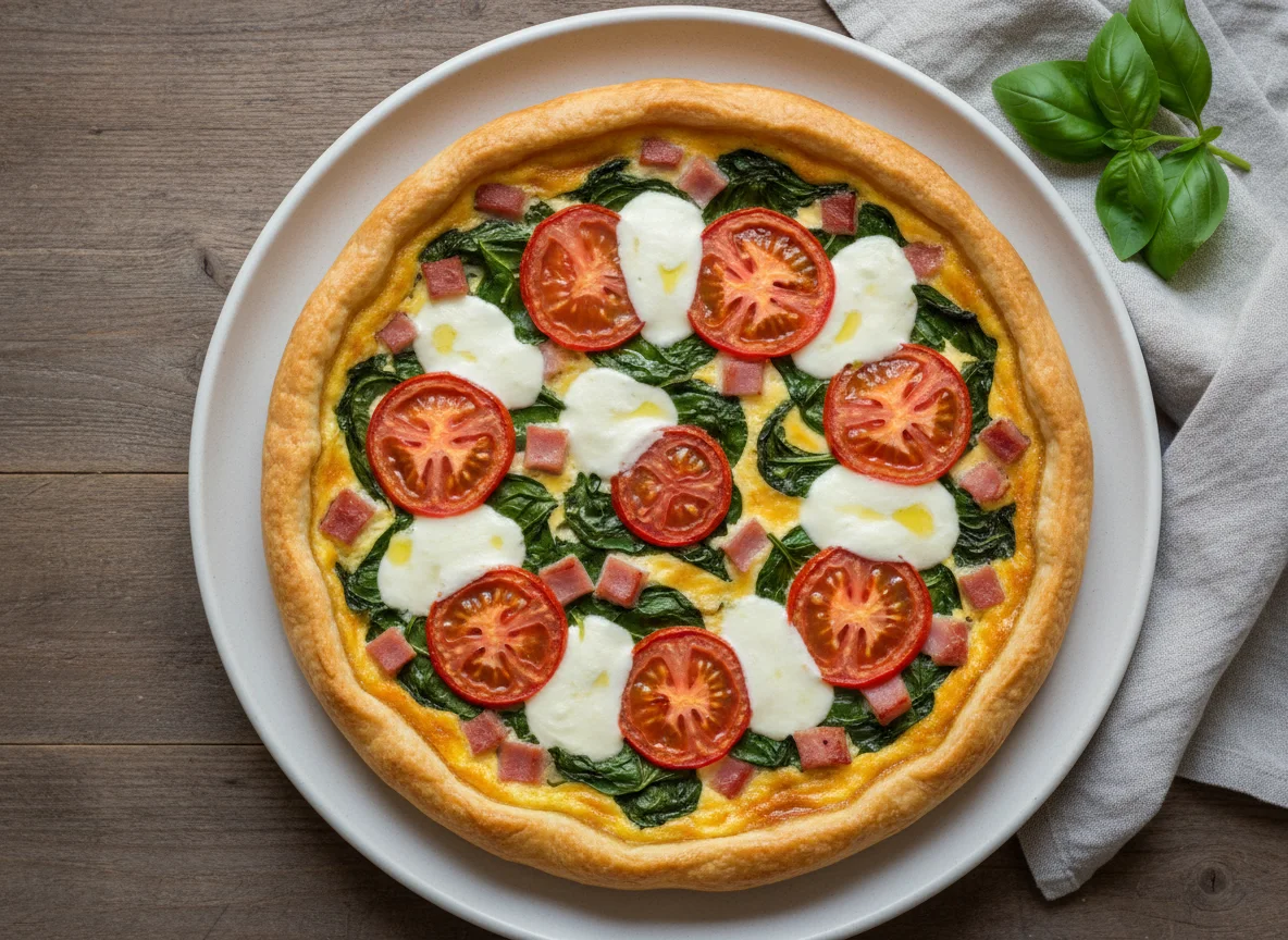 Tarta de jamón, queso y verduras photo