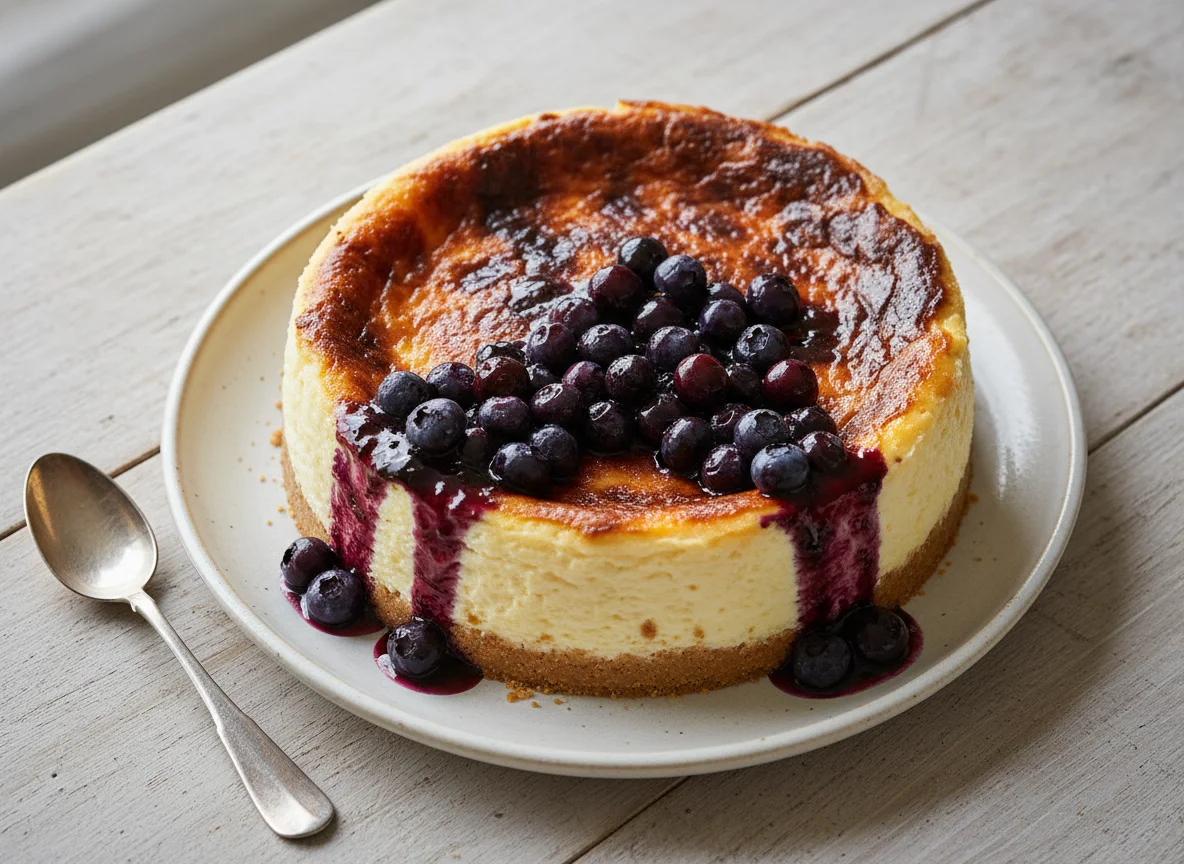 Tarta de queso con arándanos photo