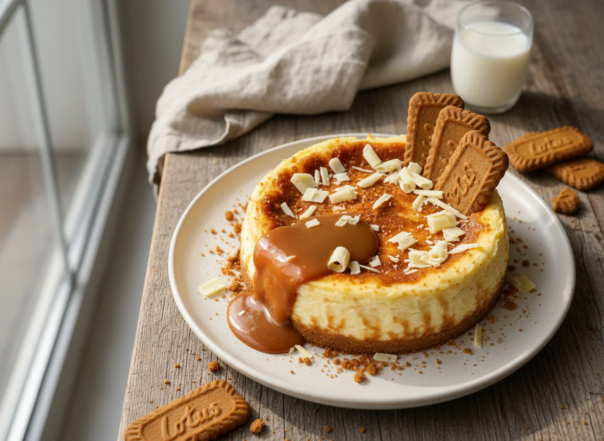 Tarta de queso con caramelo y galleta Lotus photo