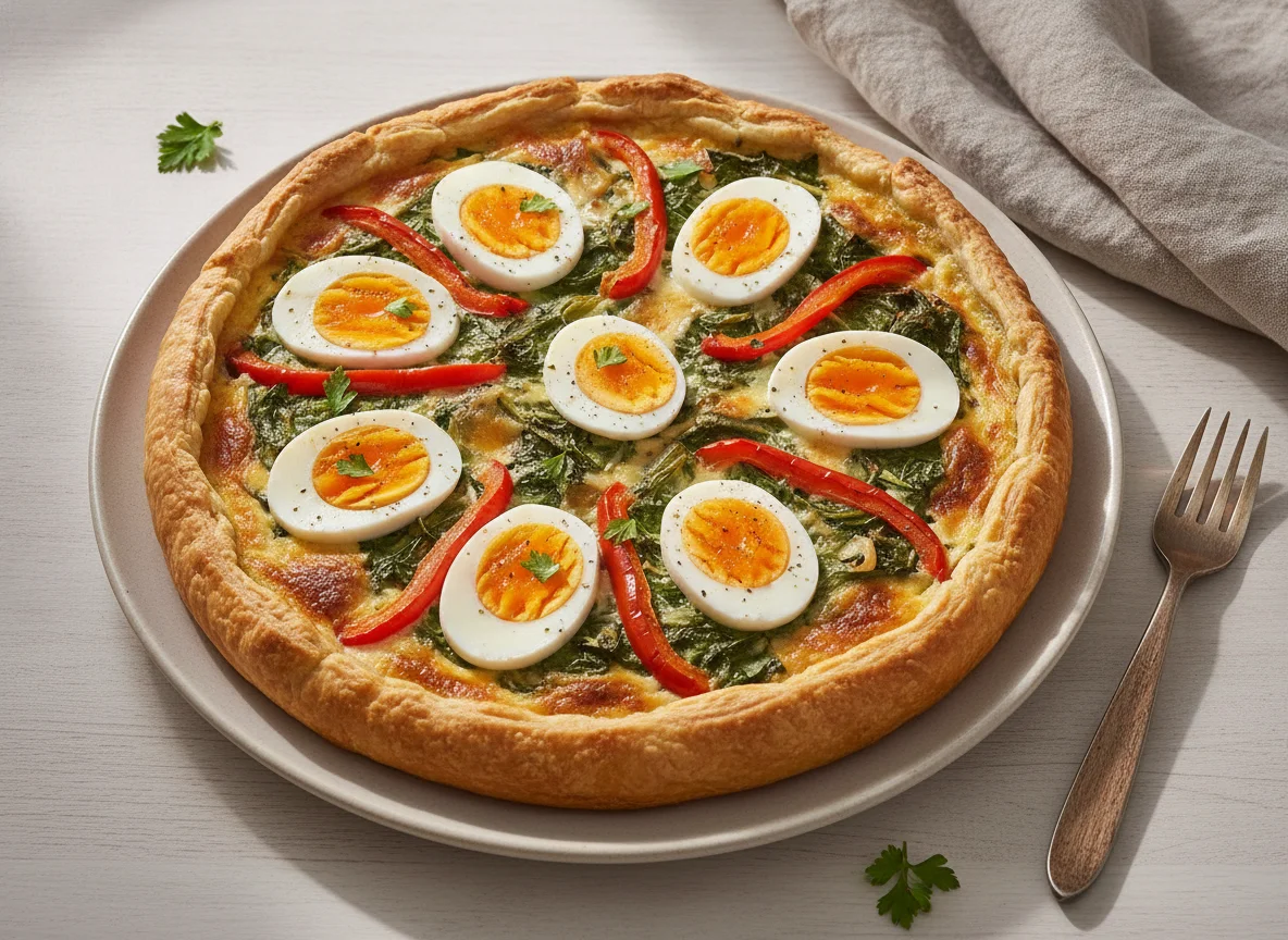 Tarta de vegetales y huevo photo