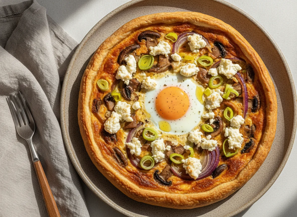 Tarta de verduras con huevo y queso photo