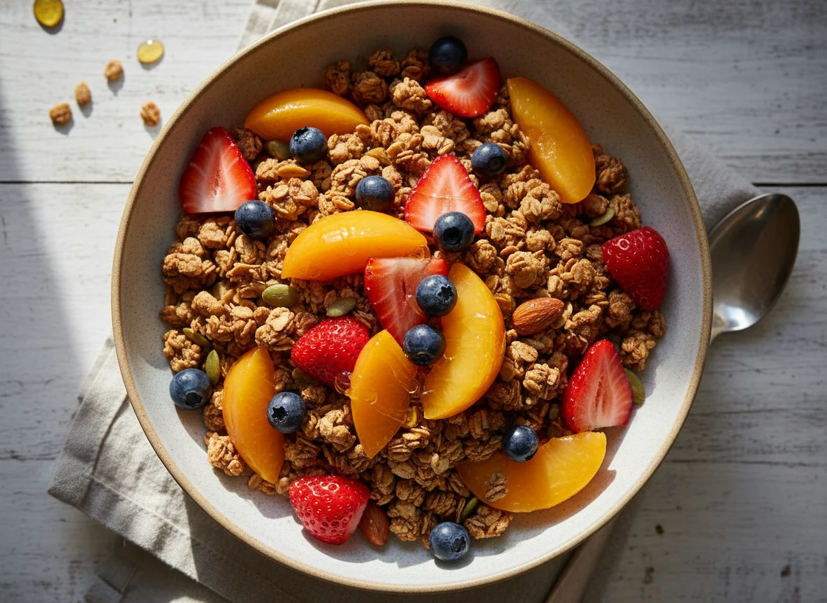 Tazón de granola con frutas photo