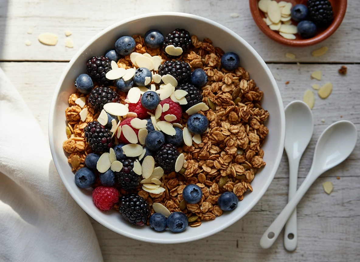 Tazón de granola con frutos rojos photo