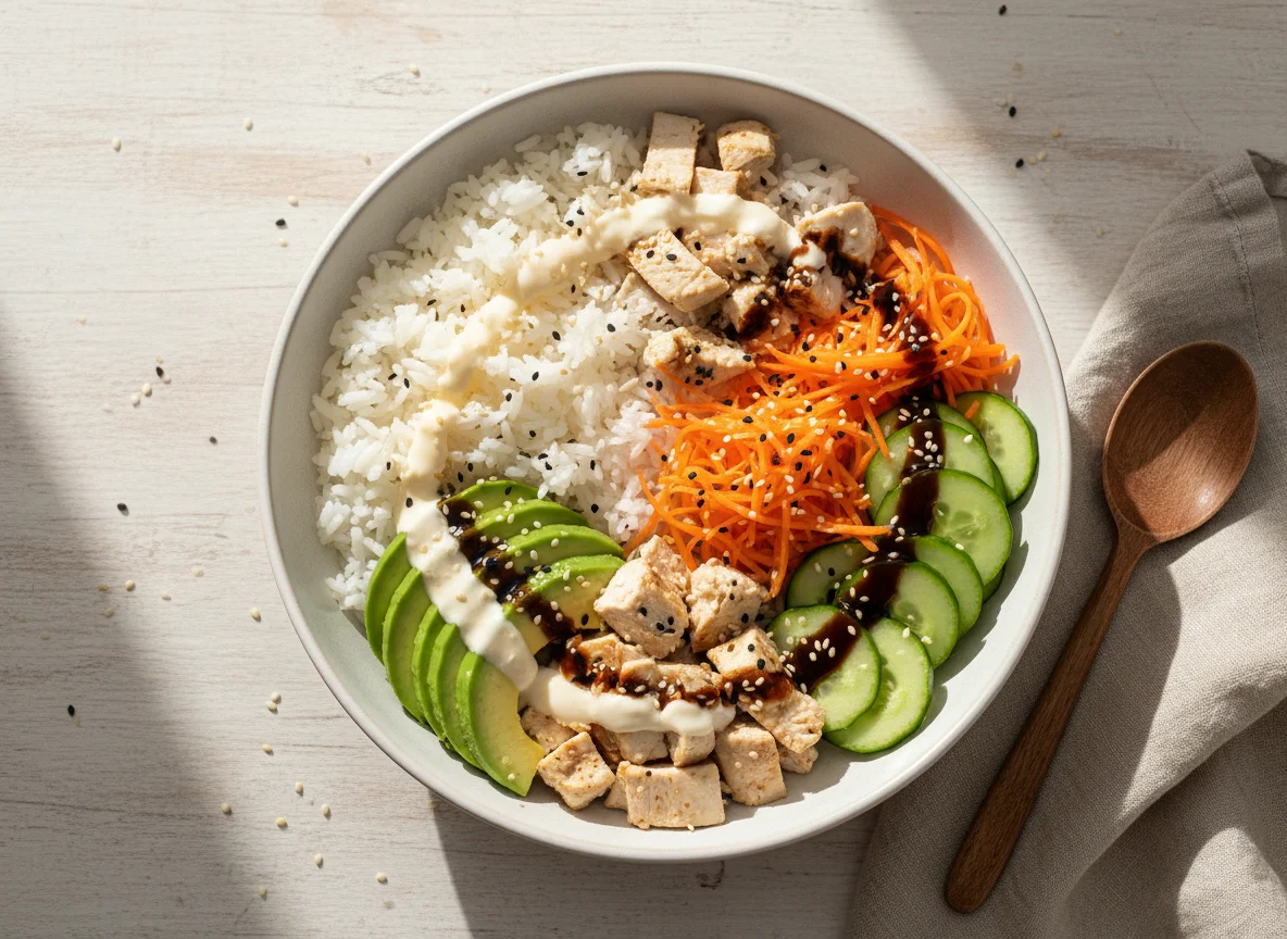 Tazón de pollo y aguacate photo