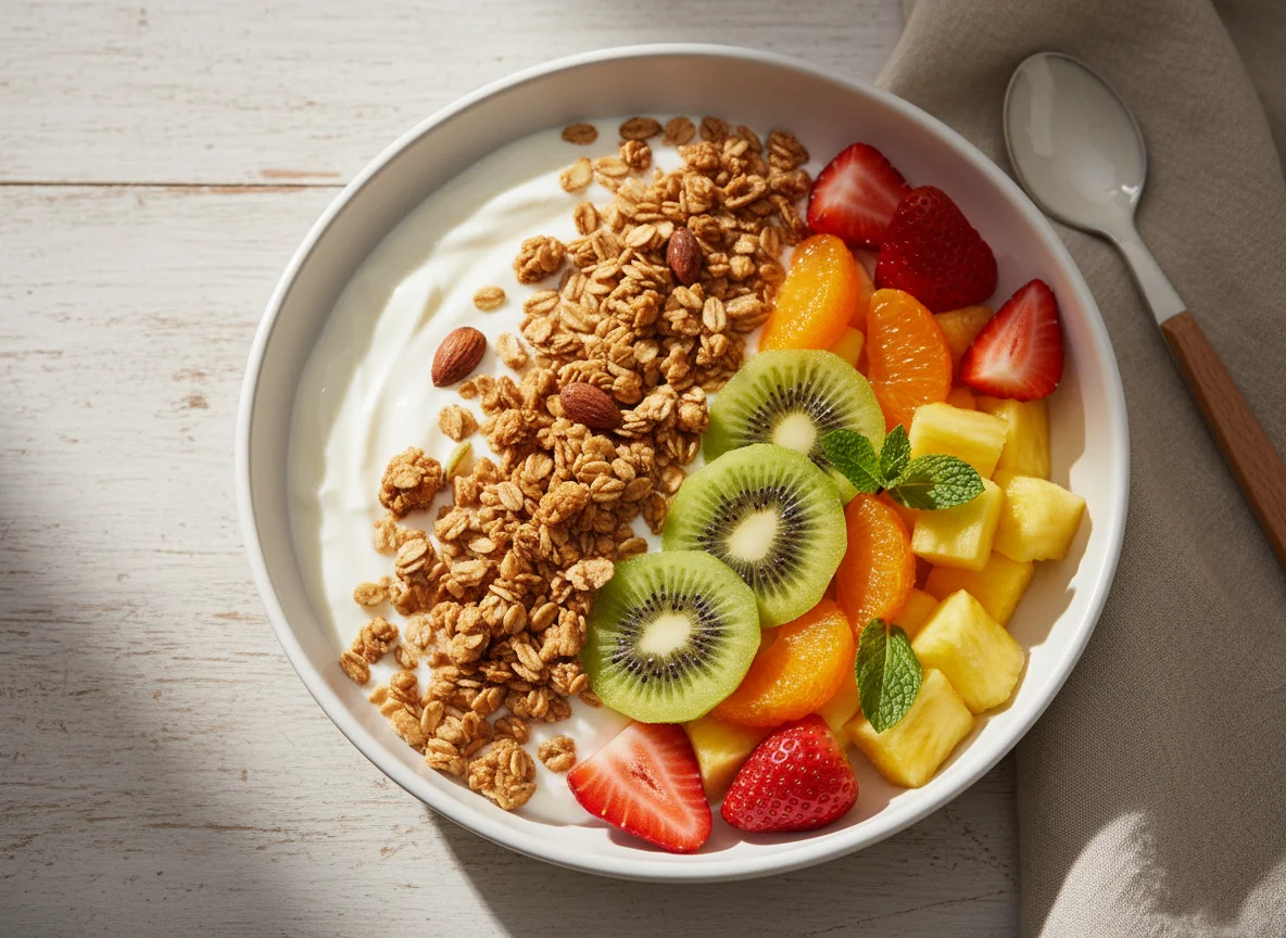 Tazón de yogur con frutas y granola photo
