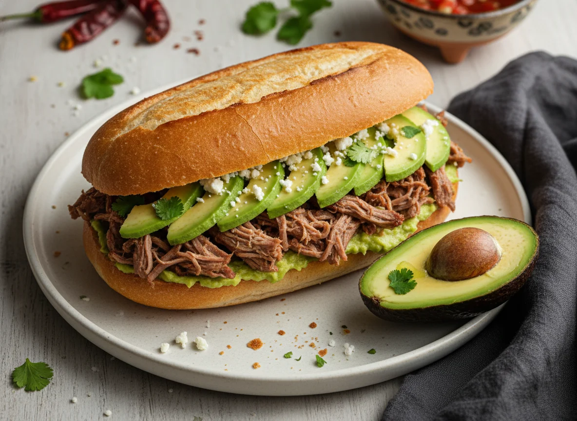 Torta de carne con aguacate photo