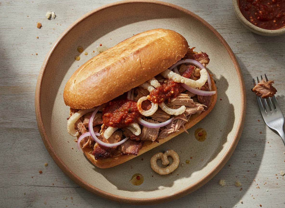Torta de Carnitas con Cueritos photo
