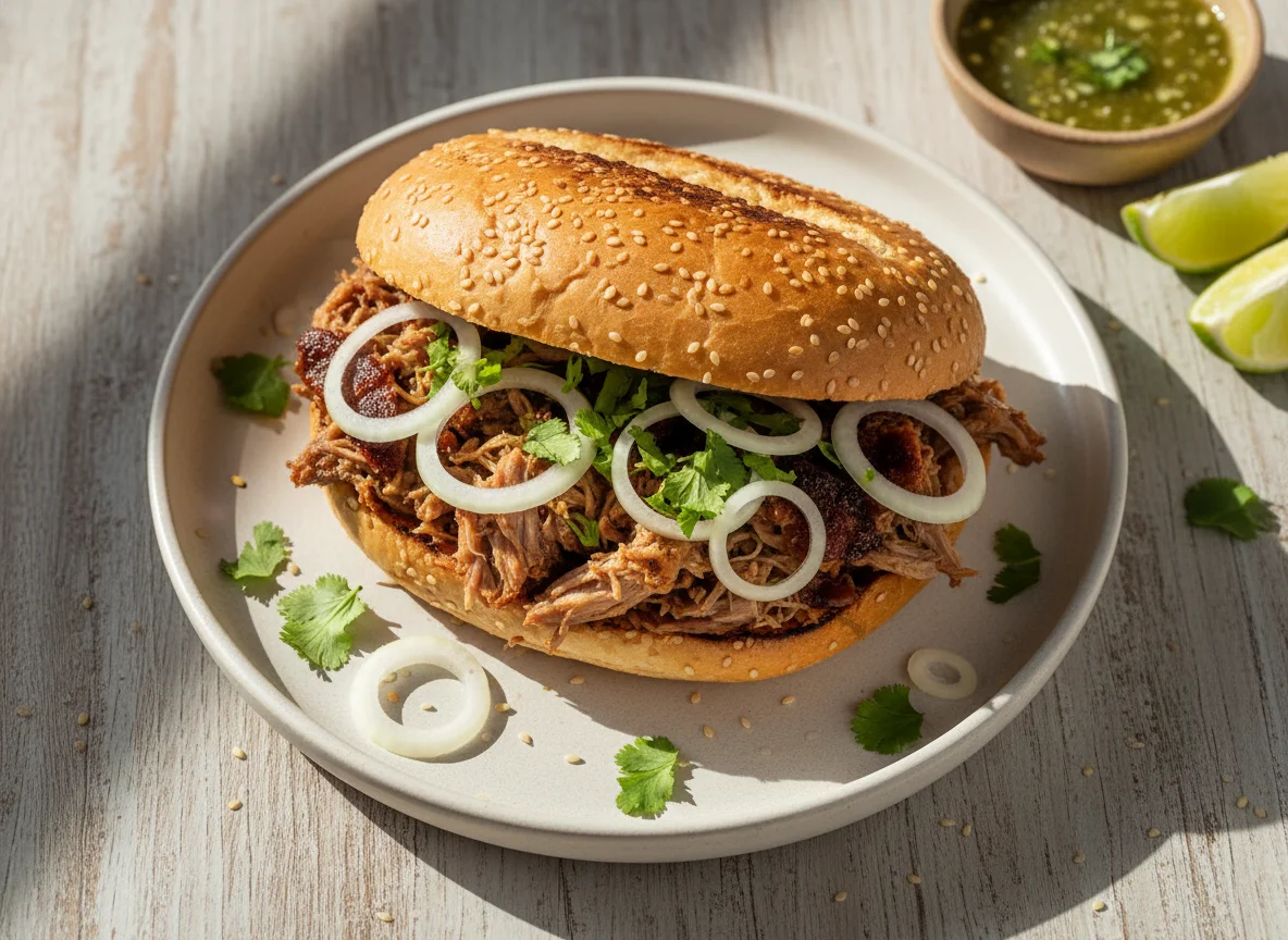 Torta de carnitas photo