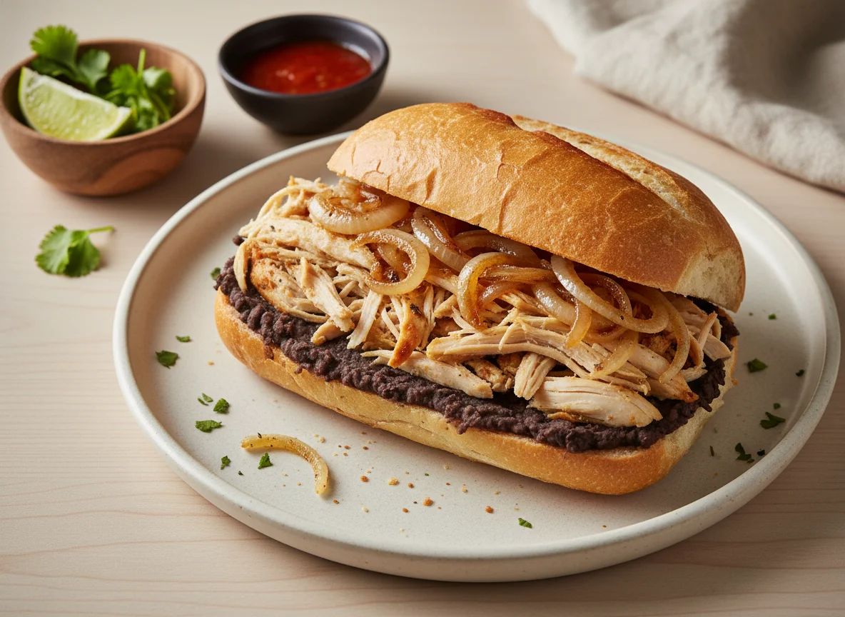 Torta de frijoles y pollo photo