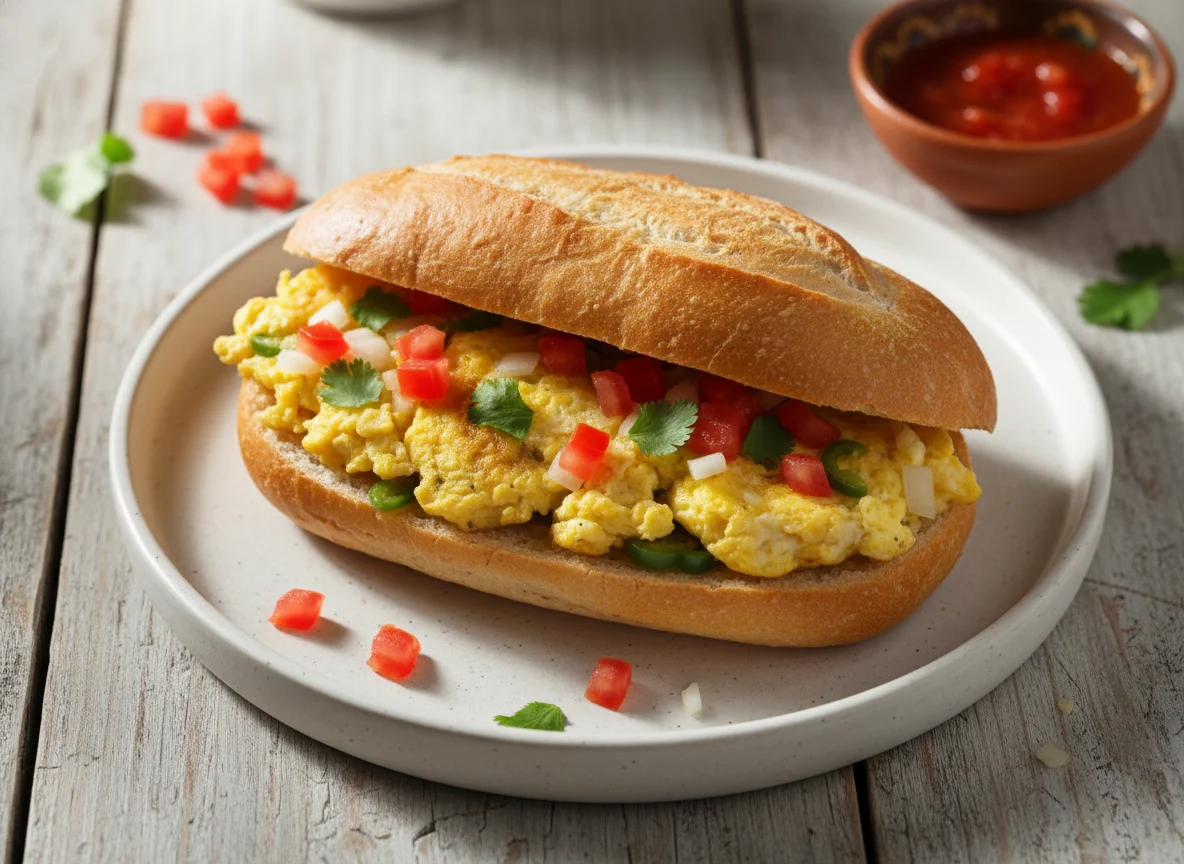 Torta de huevo a la mexicana photo