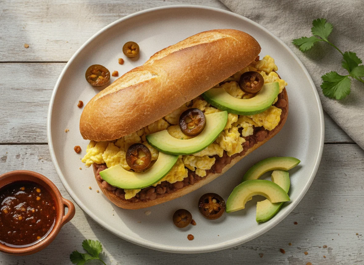 Torta de huevo con aguacate y chipotle photo