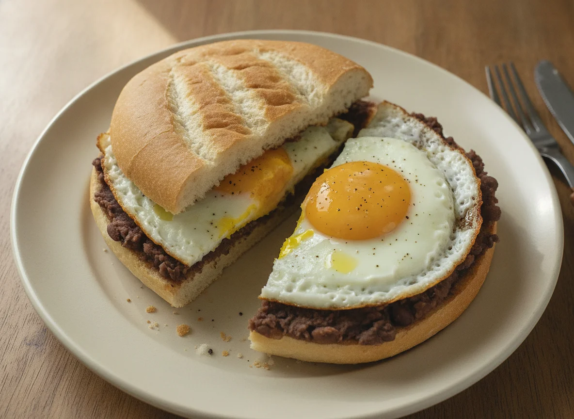 Torta de huevo con frijoles photo