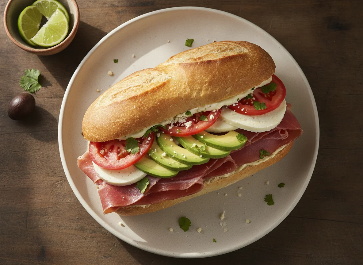 Torta de jamón con aguacate photo