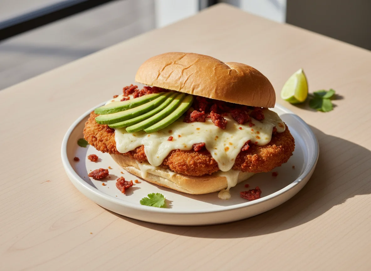 Torta de milanesa con queso y chorizo photo