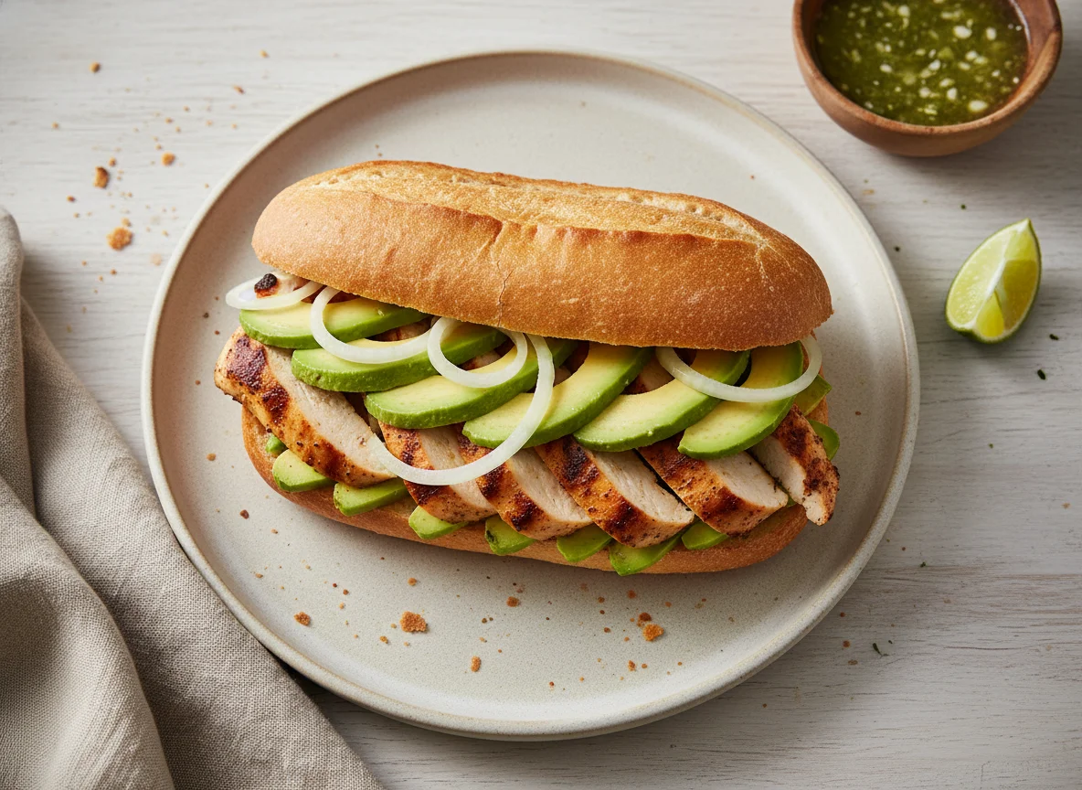 Torta de pollo con aguacate photo