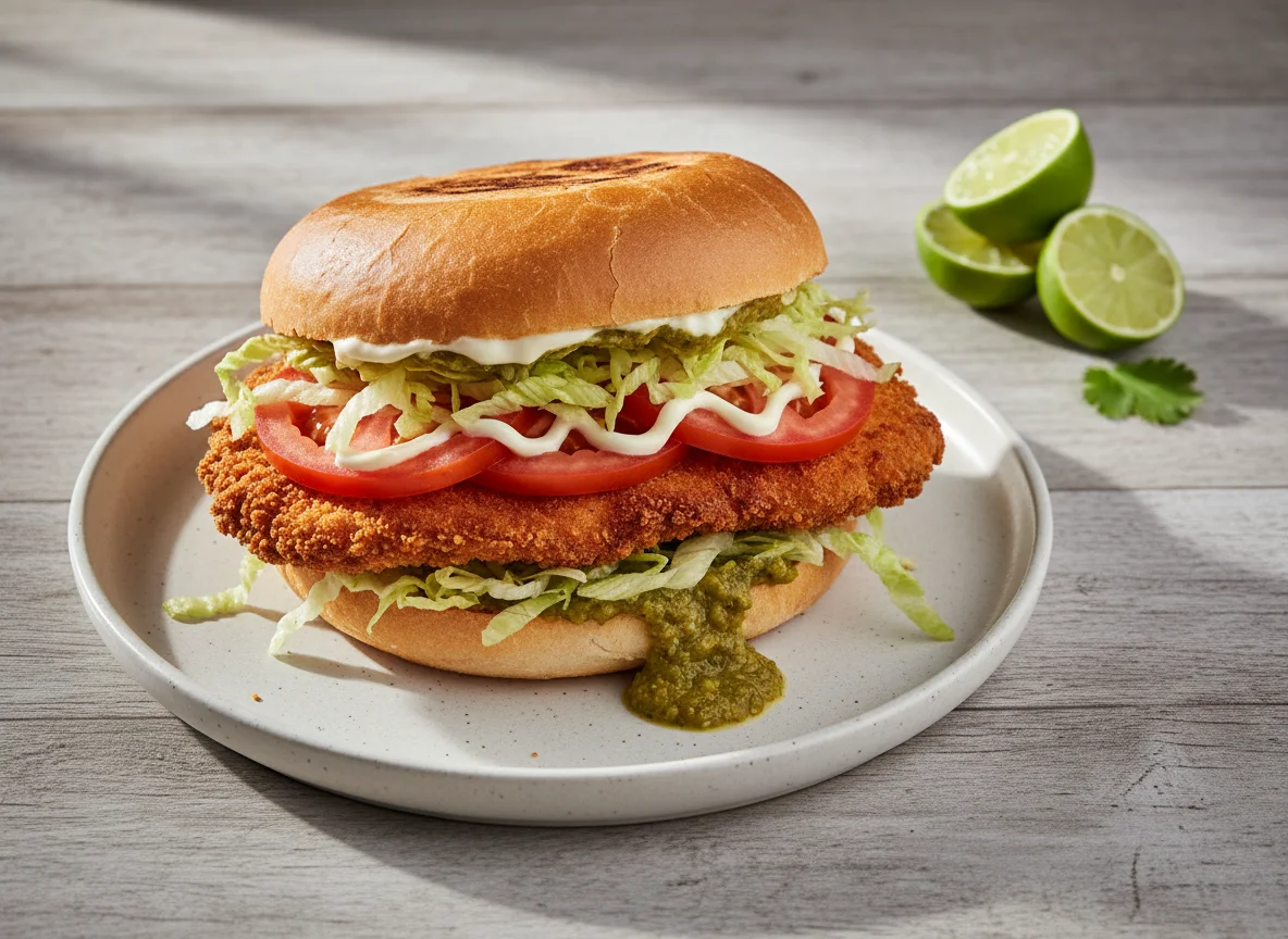 Torta de pollo empanizado photo
