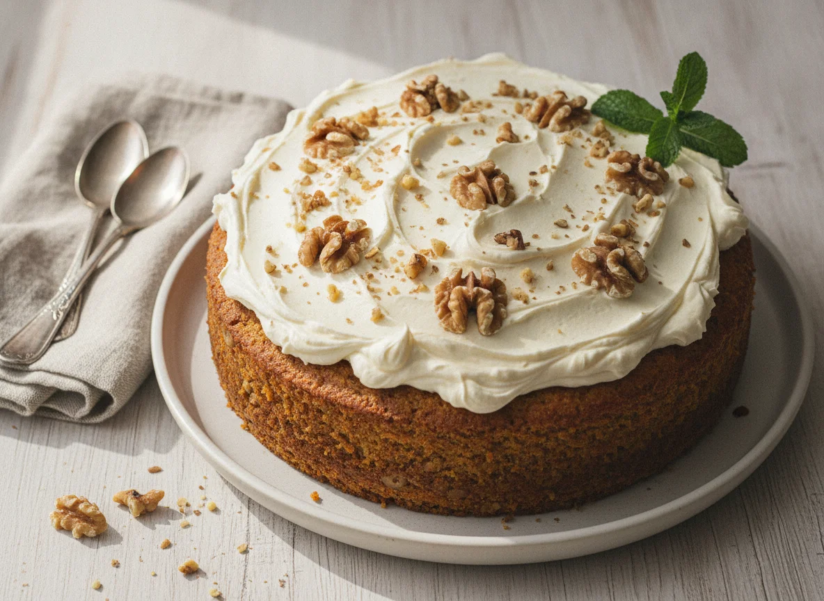 Torta de zanahoria con frosting de queso crema photo