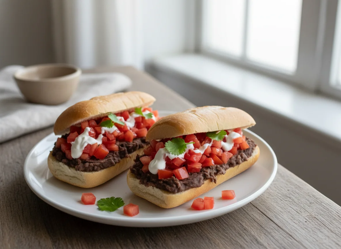 Tortas de frijoles con tomate photo