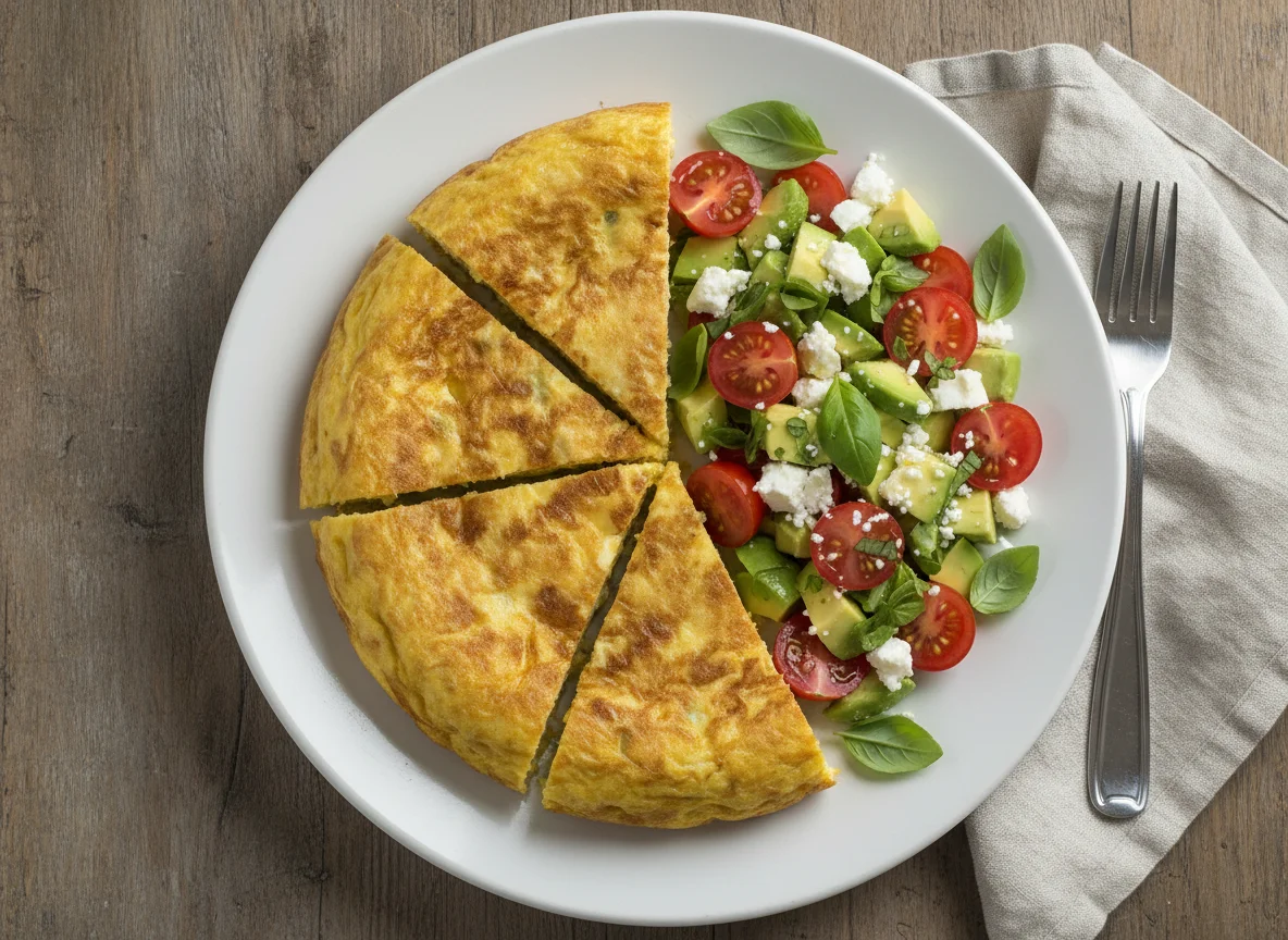 Tortilla con ensalada de tomate, queso y aguacate photo