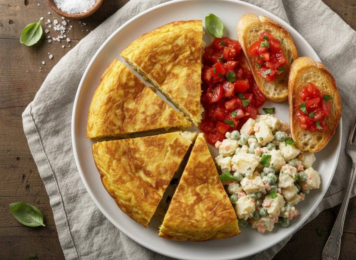 Tortilla con ensalada y salsa photo