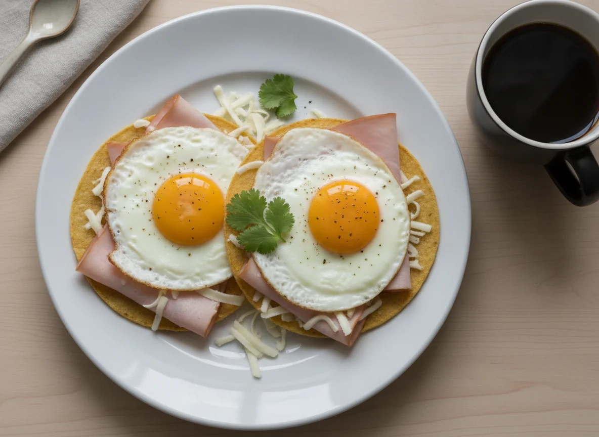 Tortilla con huevo, jamón de pavo y queso photo