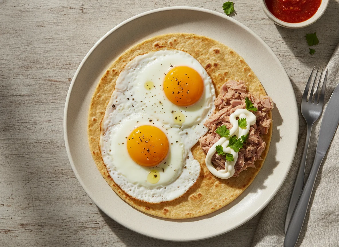 Tortilla con huevo y atún photo