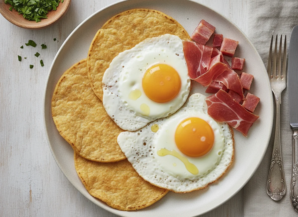 Tortilla con huevo y jamón photo