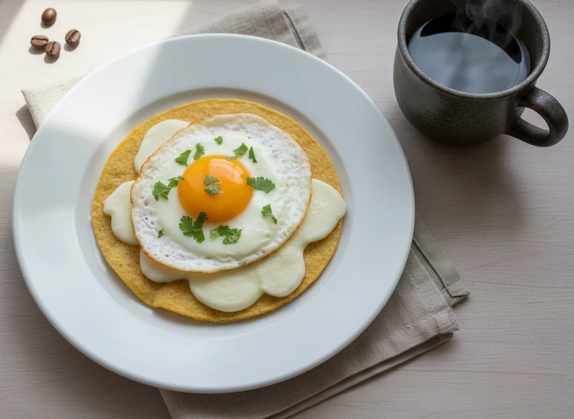 Tortilla con huevo y queso mozzarella photo