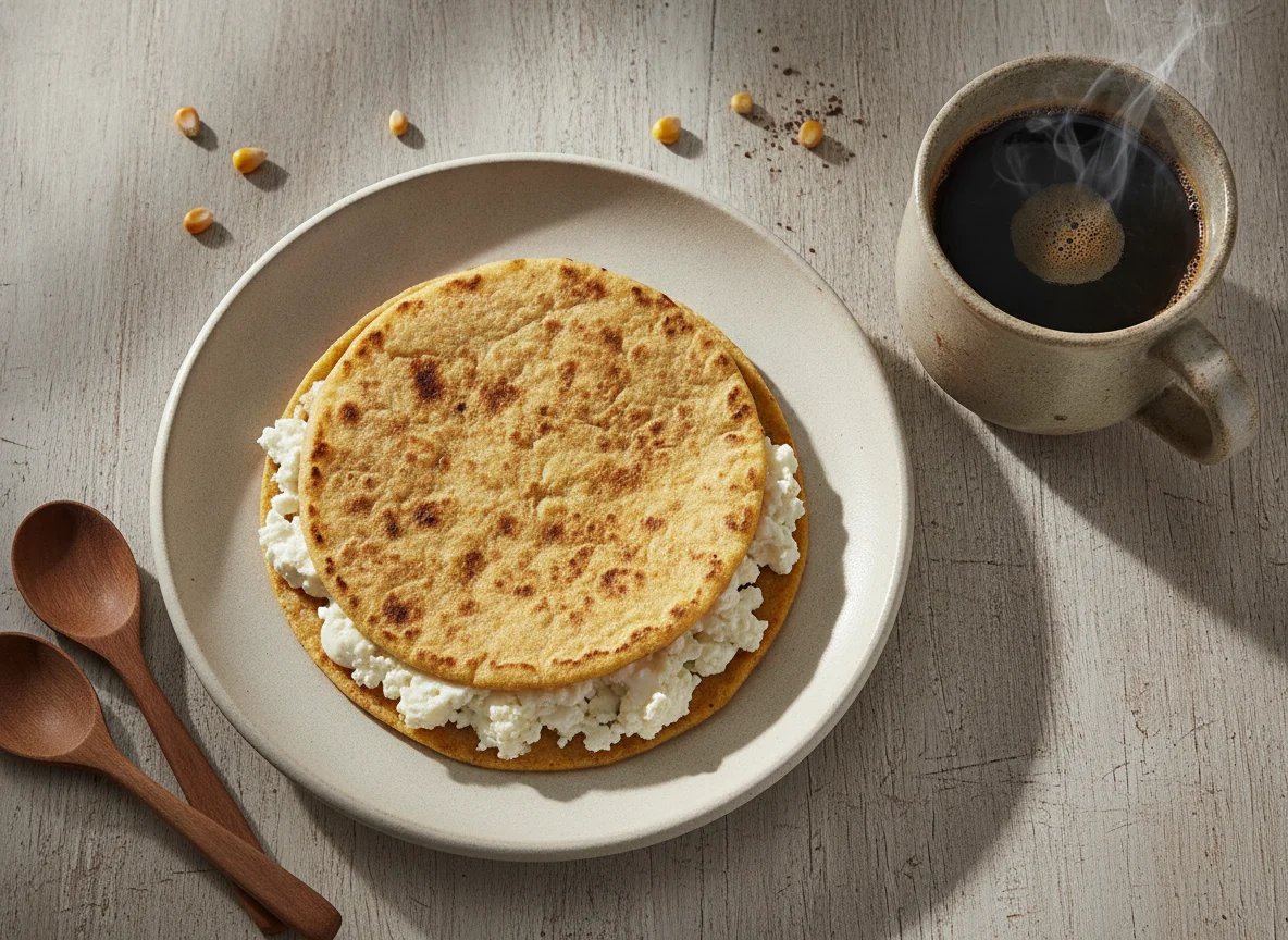 Tortilla con queso y café photo