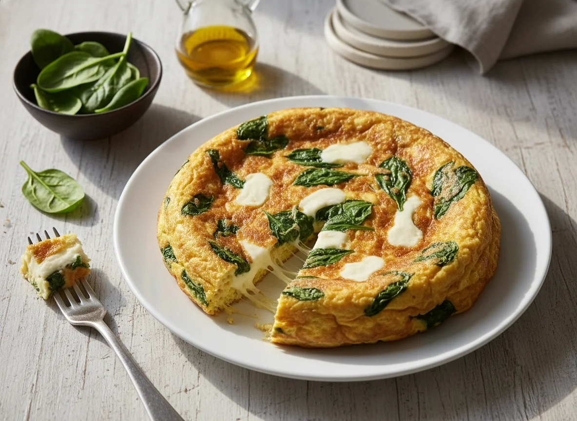 Tortilla de espinacas y queso photo