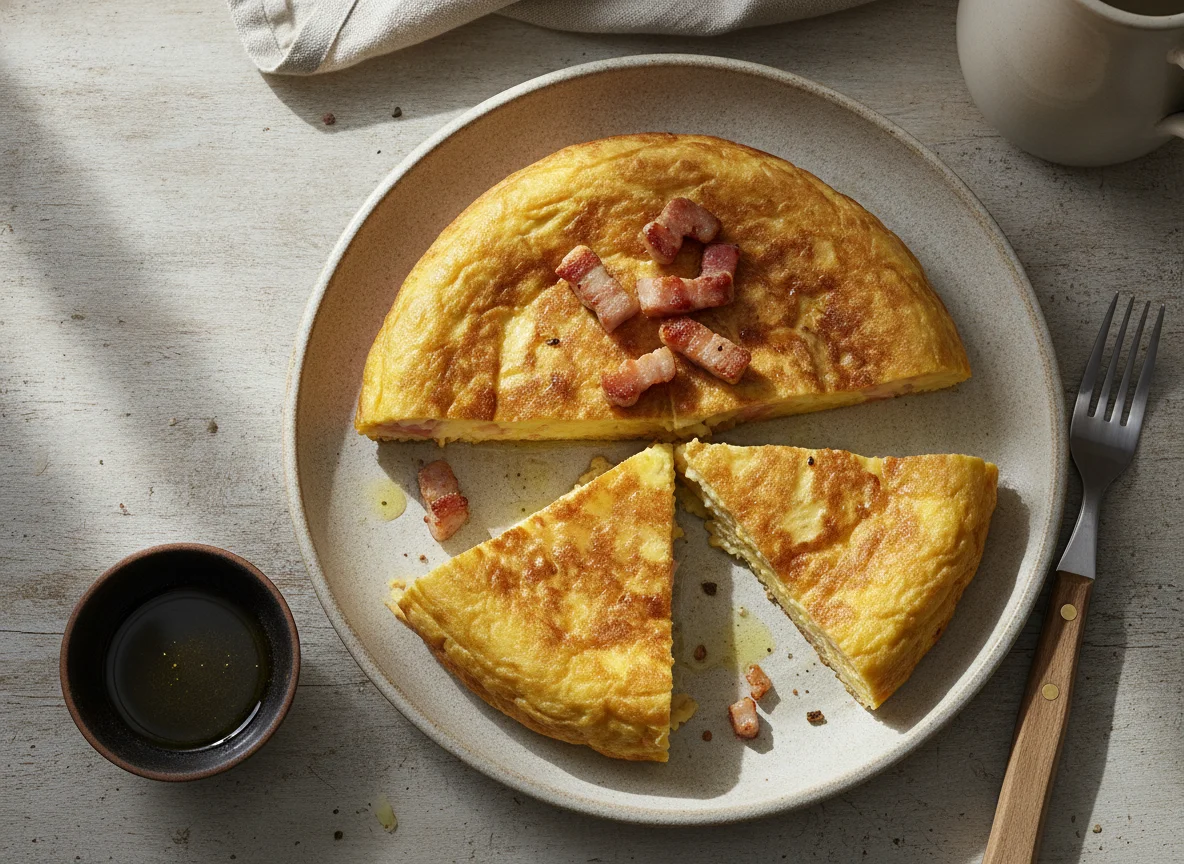 Tortilla de huevo con jamón photo