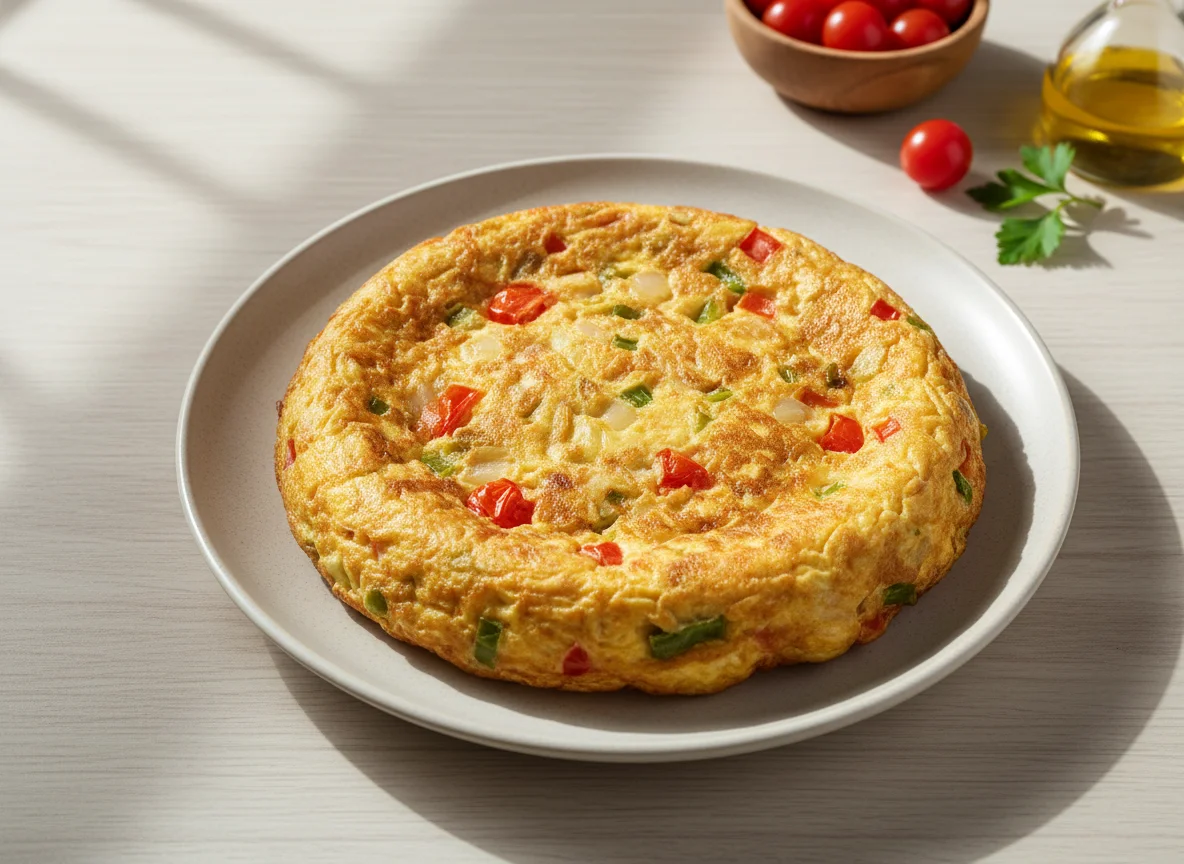 Tortilla de huevo con vegetales photo