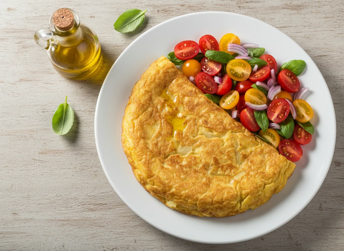 Tortilla de papa con ensalada photo