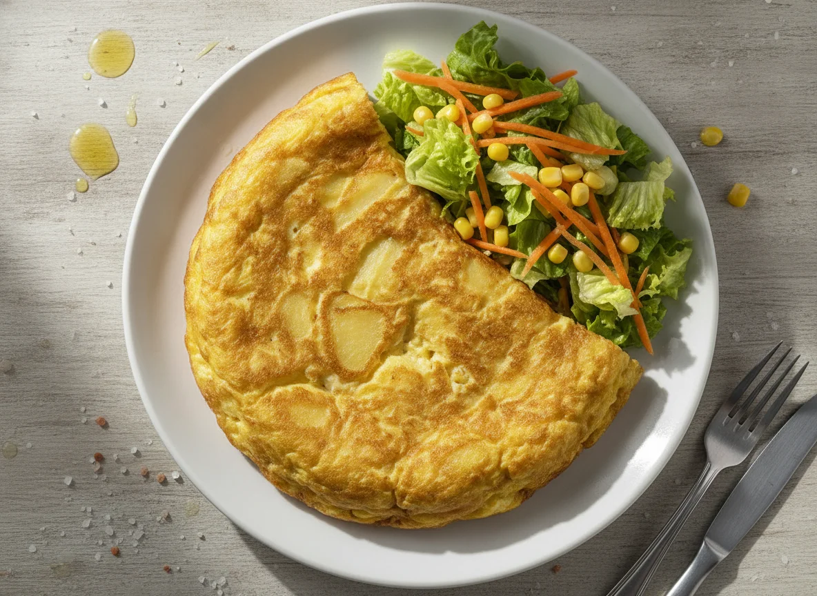 Tortilla de papas con ensalada mixta photo