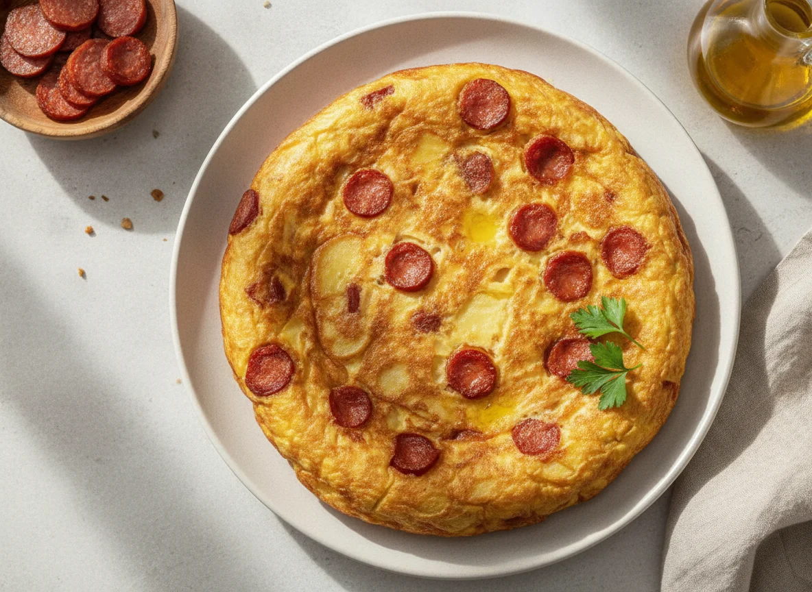 Tortilla de patatas con chorizo photo