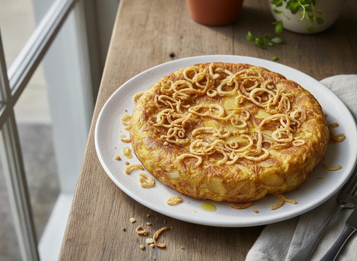 Tortilla de patatas con crujientes photo