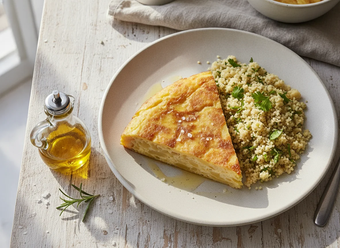 Tortilla de patatas con cuscús photo