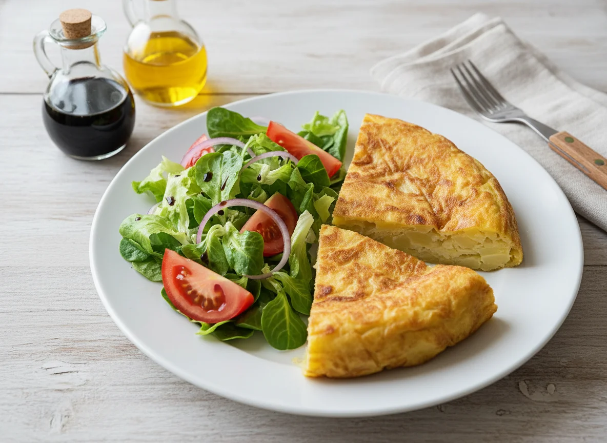 Tortilla de patatas con ensalada photo