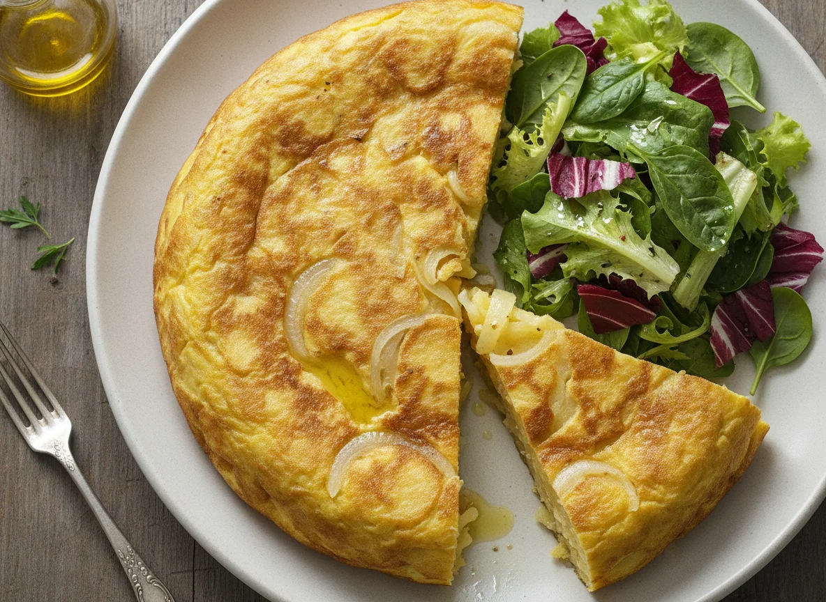 Tortilla de patatas con ensalada mixta photo