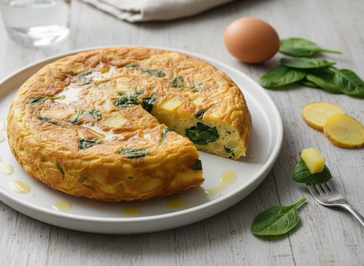 Tortilla de patatas con espinacas photo
