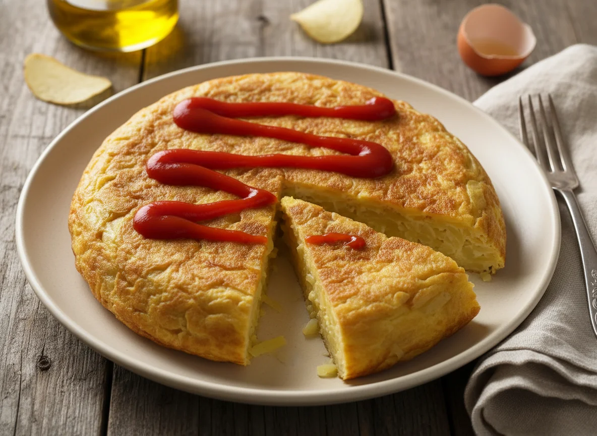 Tortilla de patatas con kétchup photo