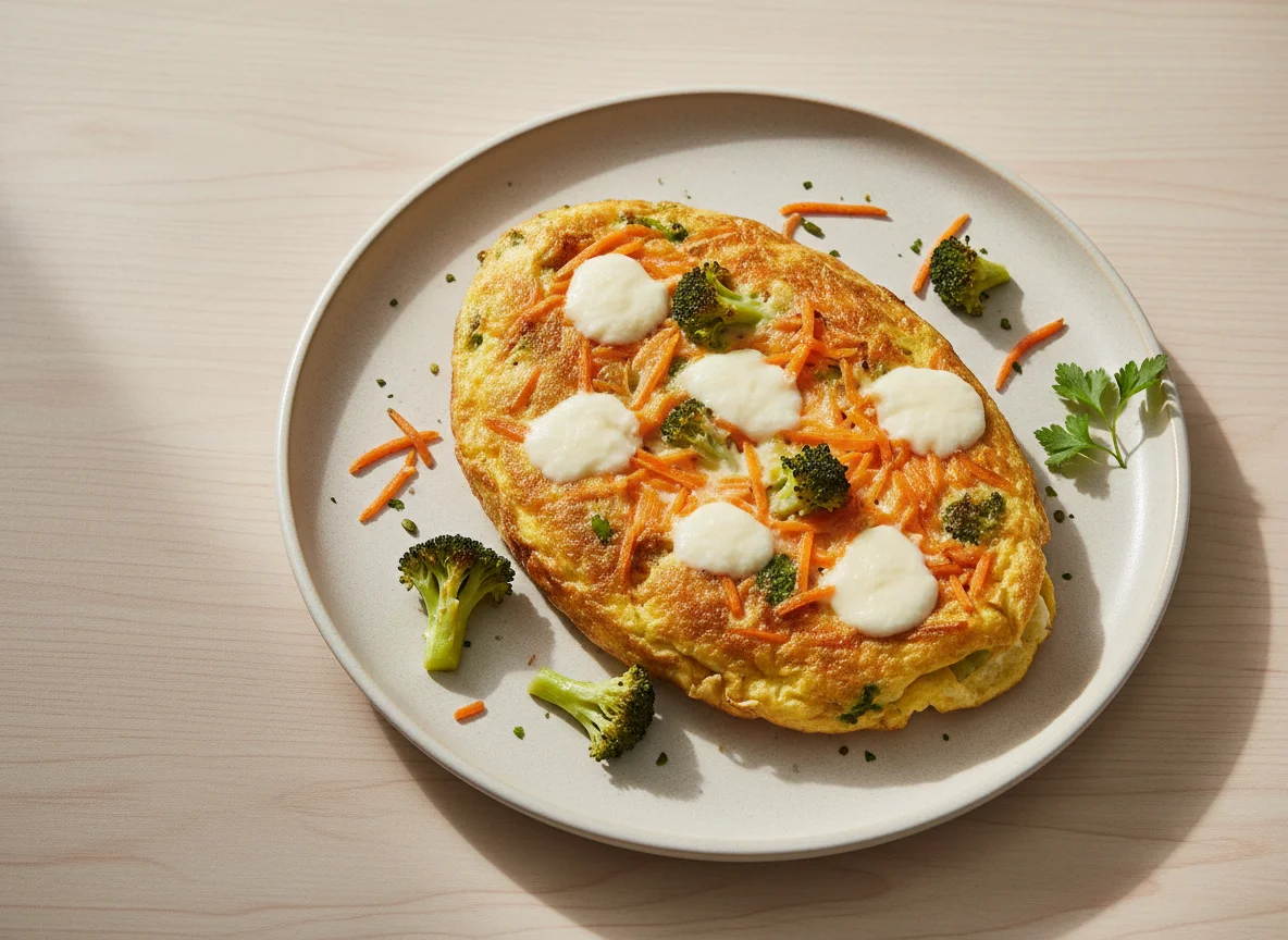 Tortilla de verduras con queso photo