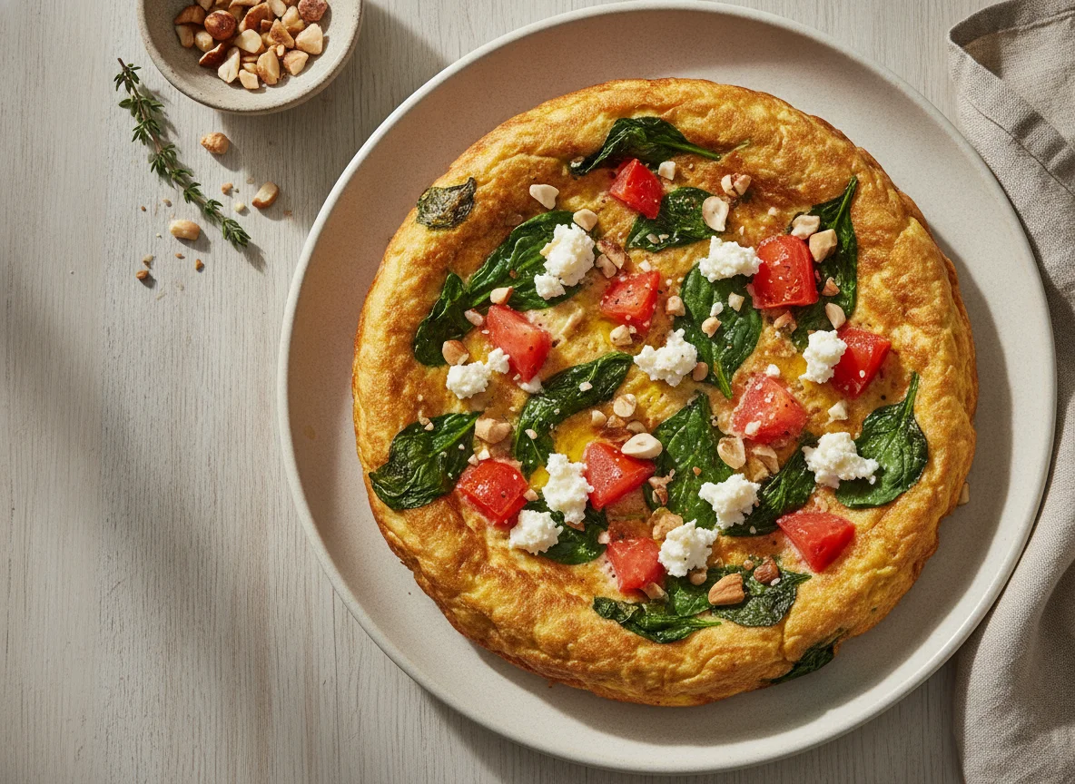 Tortilla de verduras con tomate y queso photo
