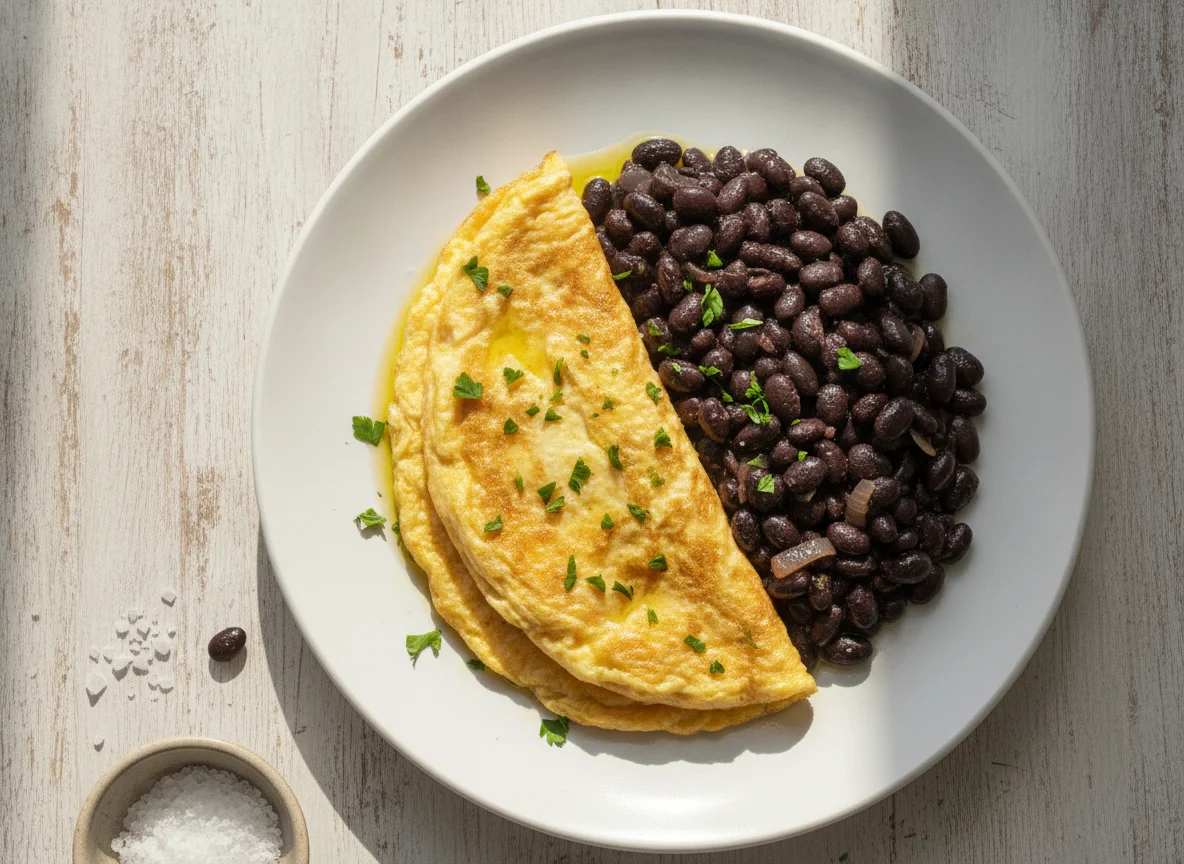 Tortilla francesa con alubias negras photo