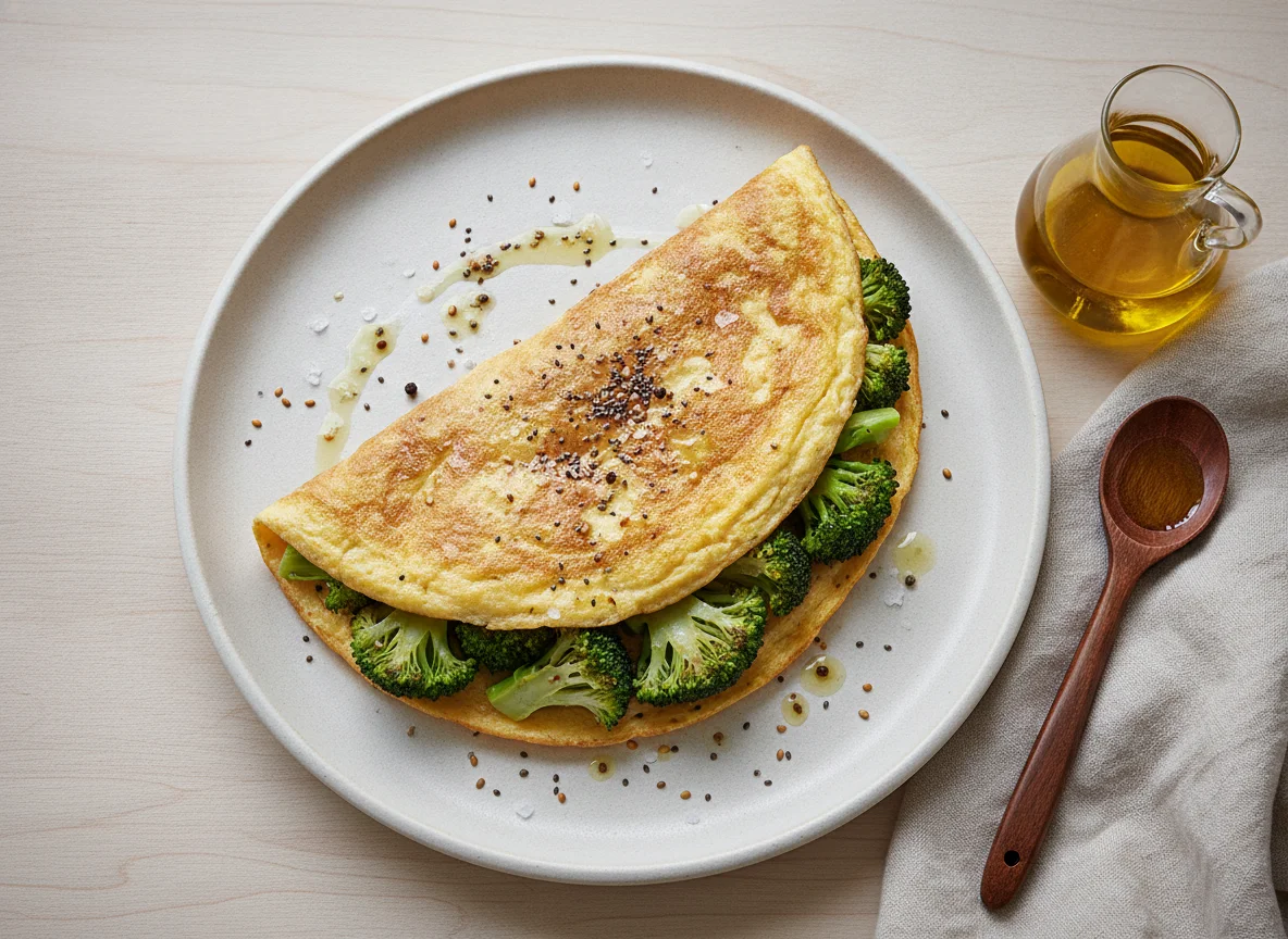Tortilla francesa con brócoli al vapor photo