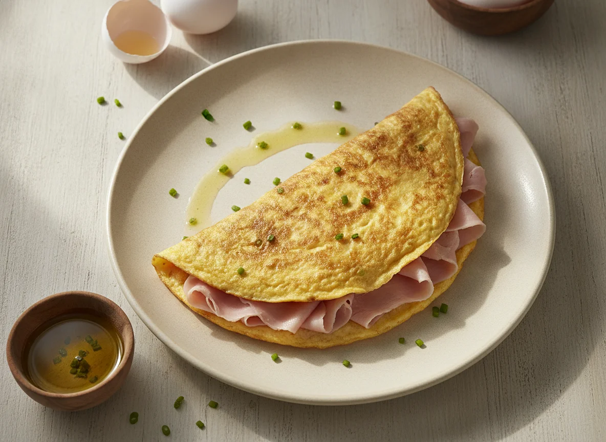 Tortilla francesa con jamón cocido photo