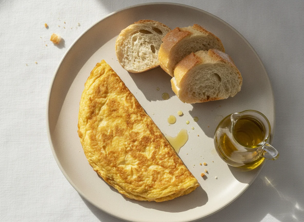 Tortilla francesa con pan photo