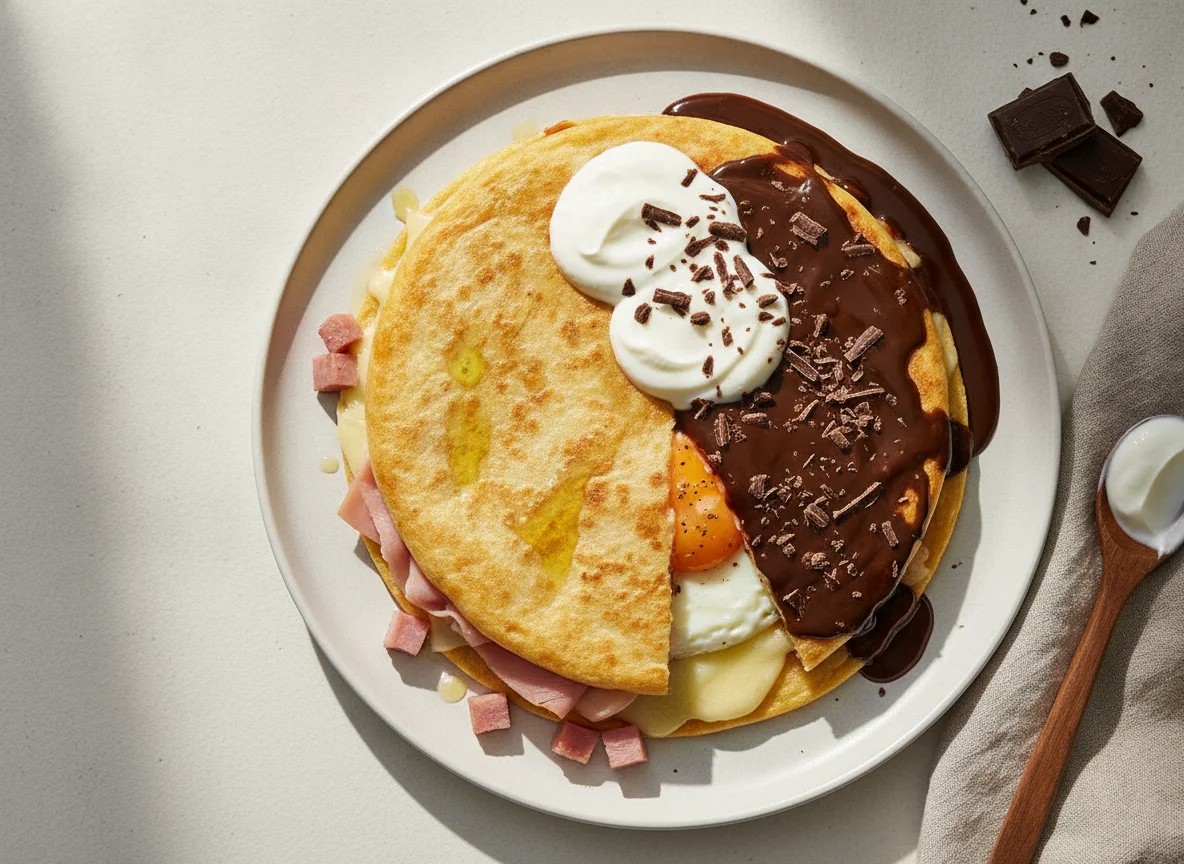 Tortilla rellena con yogur y chocolate photo