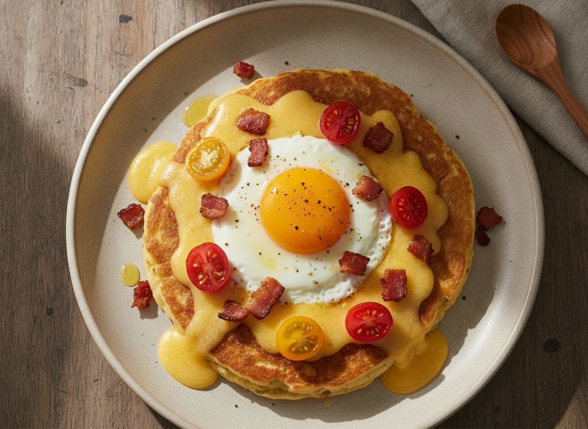 Tortita salada con huevo y bacon photo